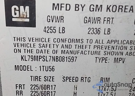 2022 Chevrolet Trailblazer Fwd Lt from USA, damaged, VIN KL79MPSL7NB081597